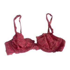 Victorias Secret Vintage 90s Pink Lace Underwire Unlined Bra Size 34C